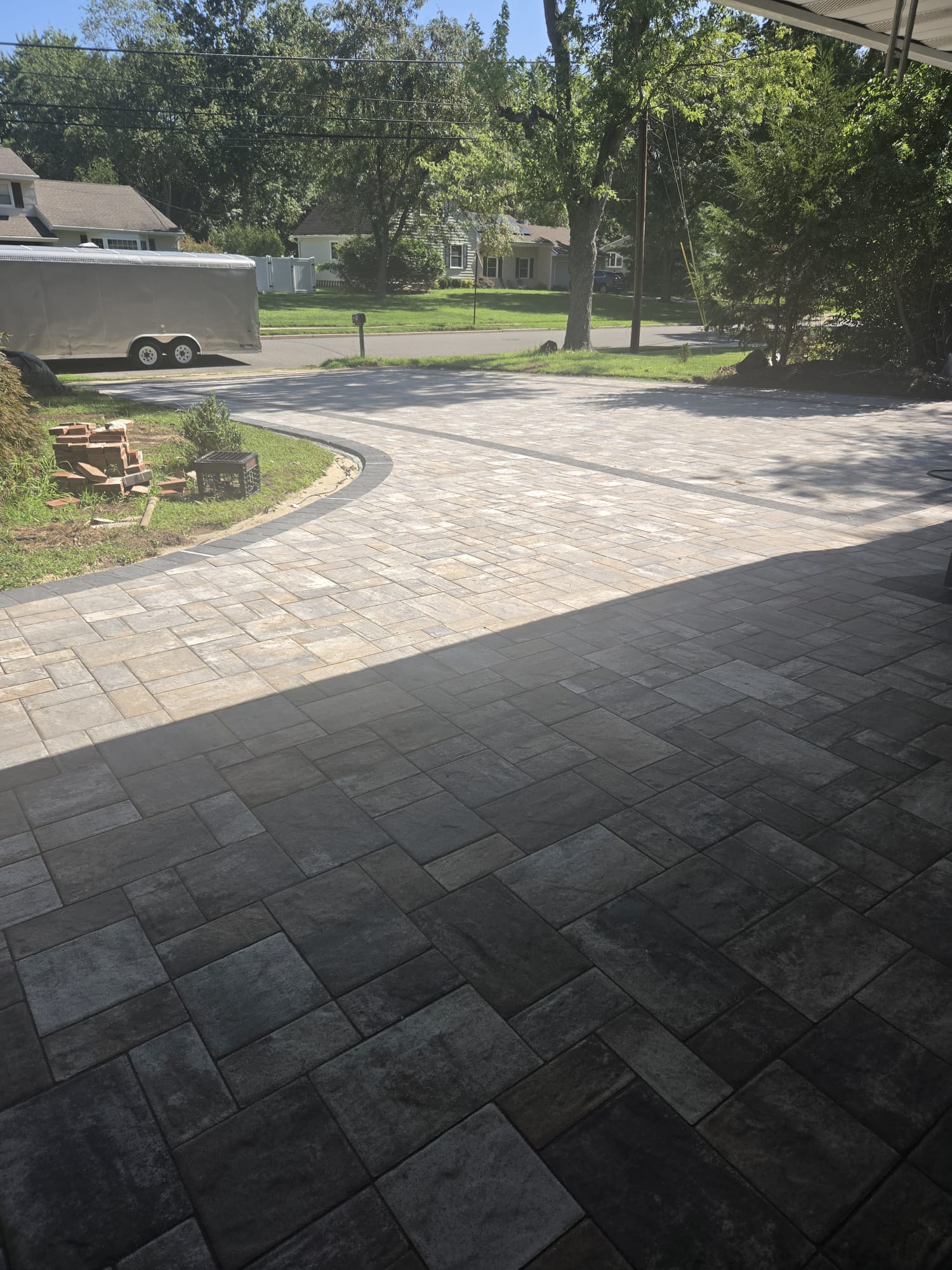 Paved driveway and stone outdoor surface