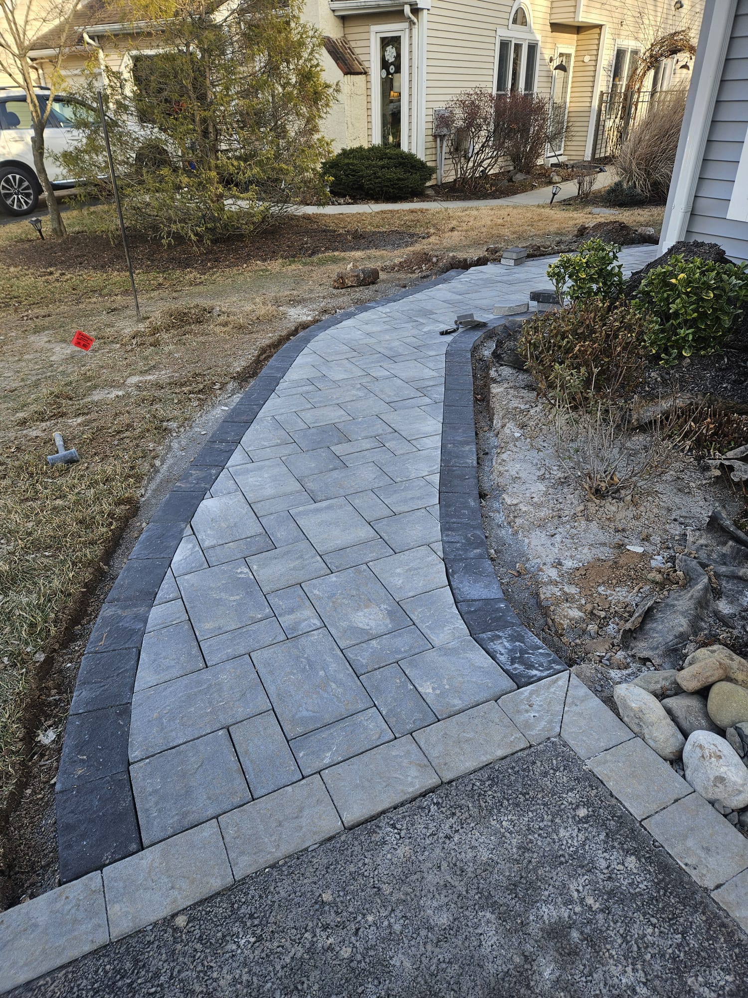 New paver walkway under construction